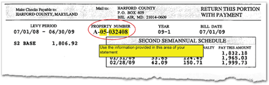 Maryland Bill Property ID Example