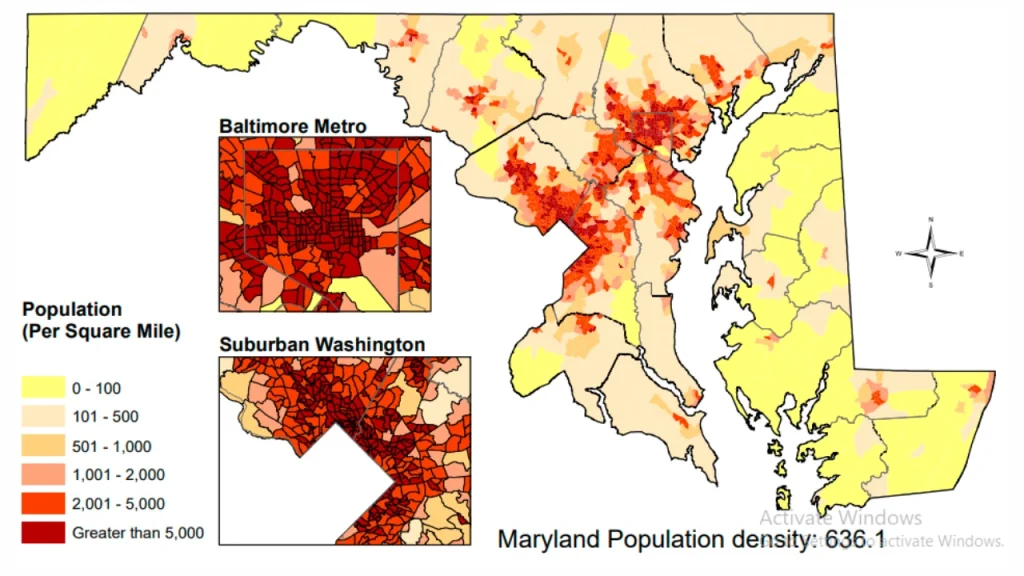 Maryland Population Density Map