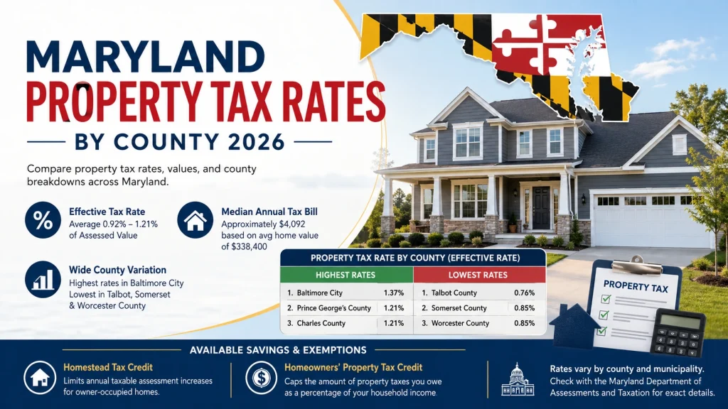 Maryland property tax rates by county
