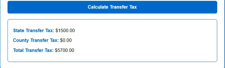Property transfer tax calculation example